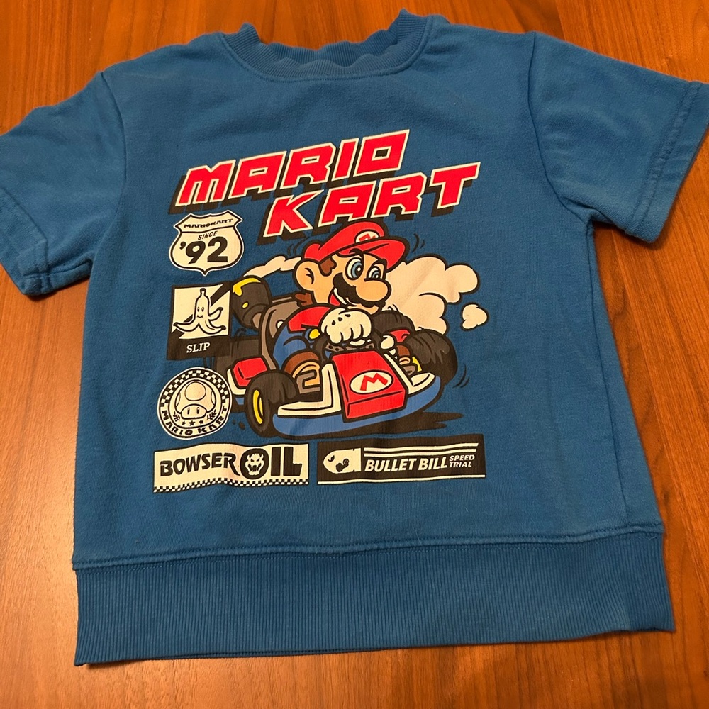 Mario Kart Kids Blue sweatshirt short sleeve sz 5
